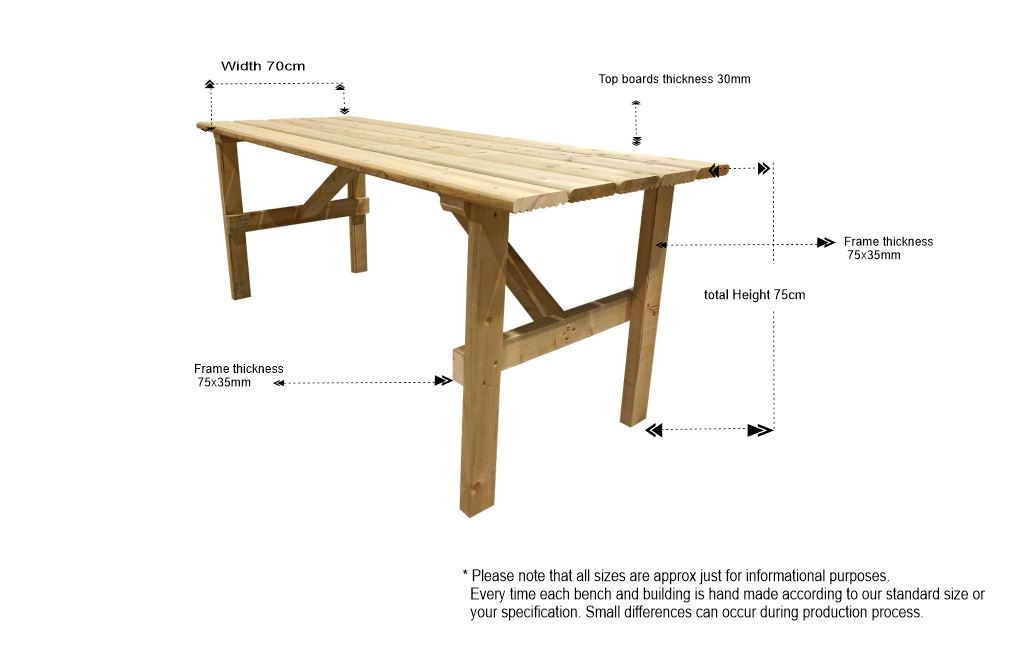 Timber Garden Table 6ft wide. Heavy Duty Timber Garden Tables for Sale